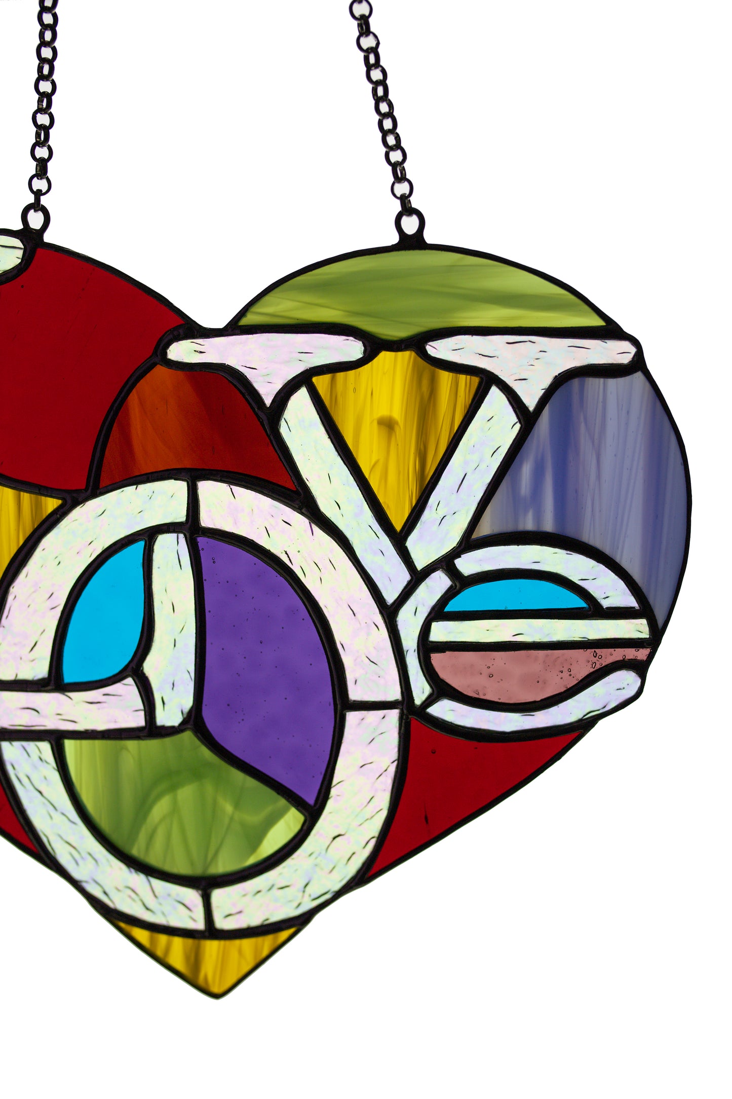 Heart suncatcher Stained glass window hanging Glass garden decor Love suncatcher Mother's day gift Christmas gift Friendly gift Custom glass