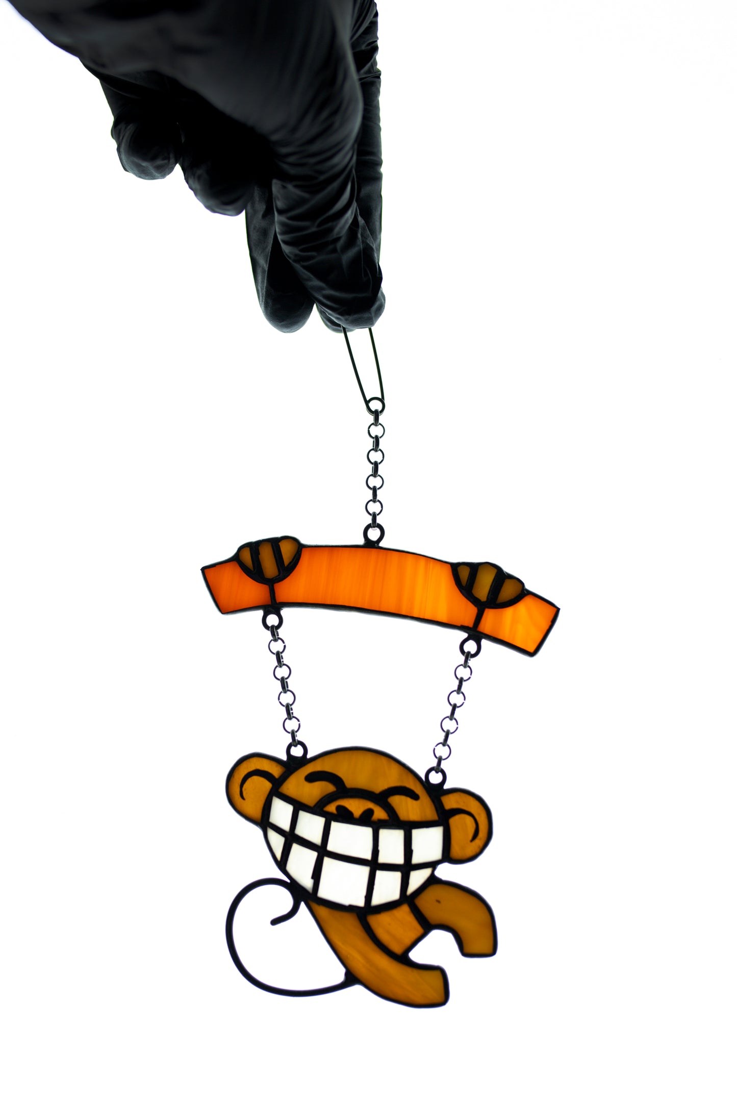 Funny monkey window hanging Stained glass suncatcher Window pendant Mother's day gift  Christmas gift