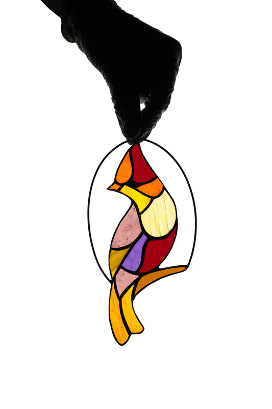 Stained glass suncatcher Bird stain glass gift Window hanging panel Tiffany style glass Garden decor Wall hanging Stain glass pendant