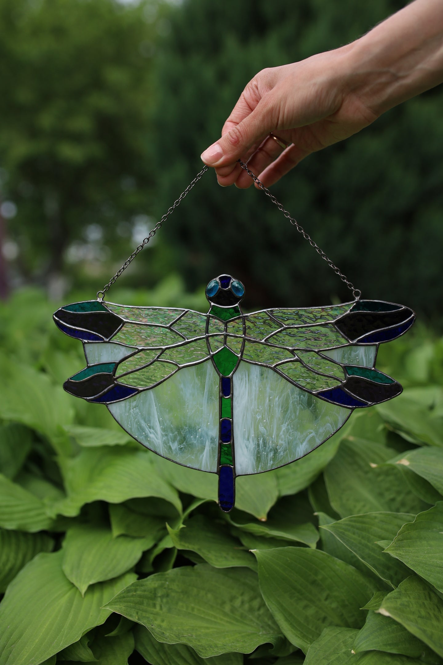 Stained glass suncatcher Dragonfly window hanging Stained-glass home Mother's day gift decor Glass window pendant