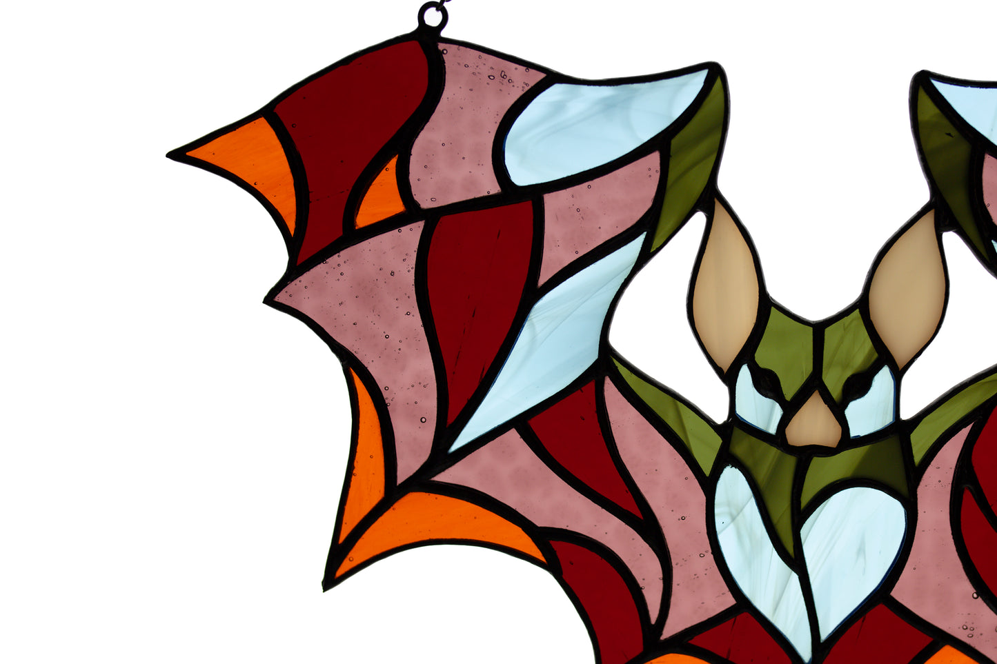 Stained glass suncatcher Bat window hanging Glass colorful bat Christmas gift Wall decor Living room decor Stain glass panel