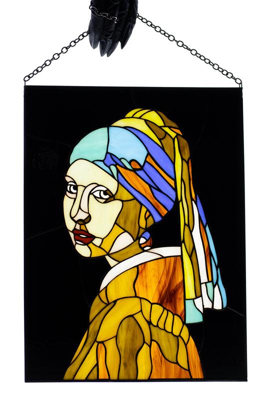 Stained glass panel Girl with a Pearl Earring Wall decor Glass art Stain glass portrait Tiffany style Jan Vermeer Exquisite gift Wall art