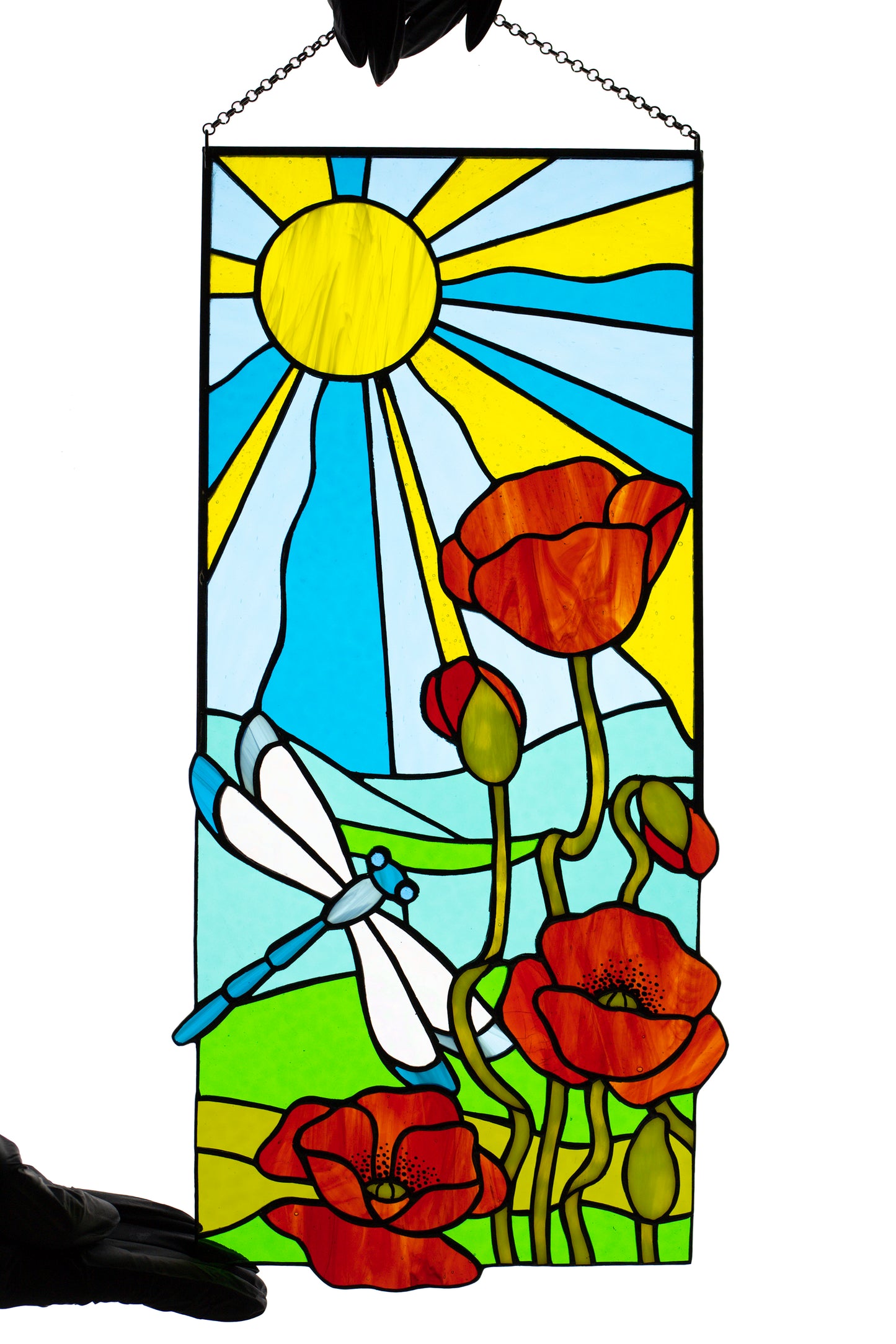 Summer stained glass panel Window hanging suncatcher Glass art Mother's day gift