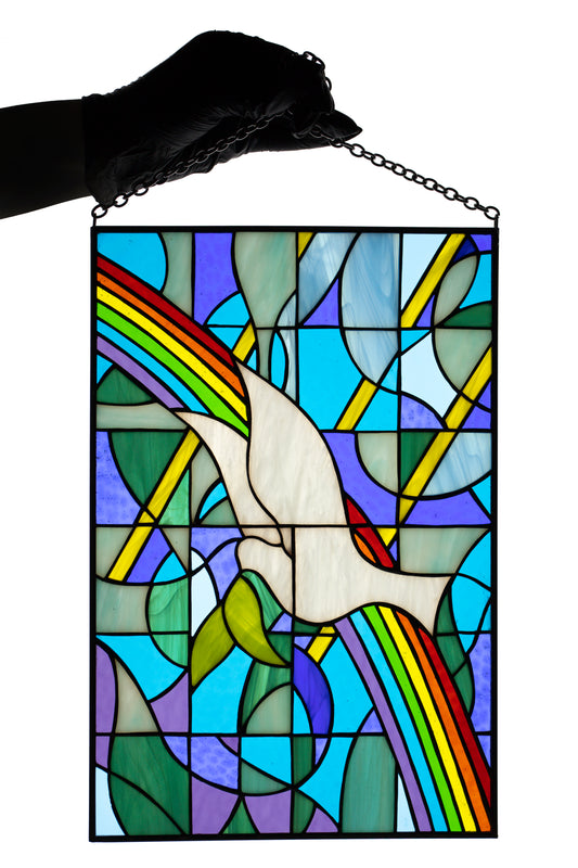 Stained glass panel Dove suncatcher Window hangings Glass bird Gift for mom Wall decor Custom stained glass panel Stain glass bird