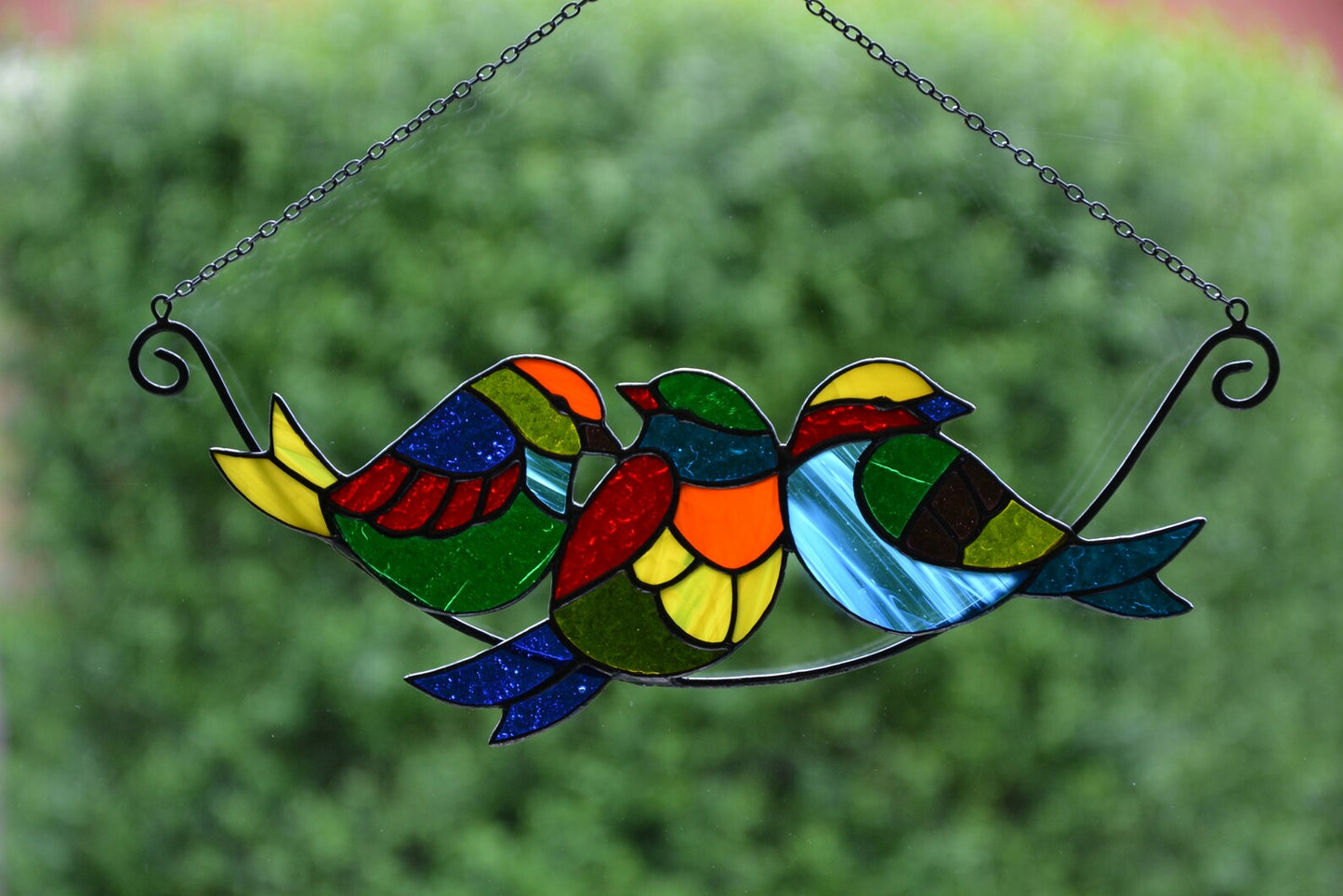 Set of 3 suncatchers Stained glass birds Stain glass composition Window hanging stain glass sun catchers Gift kit Stained glass panel