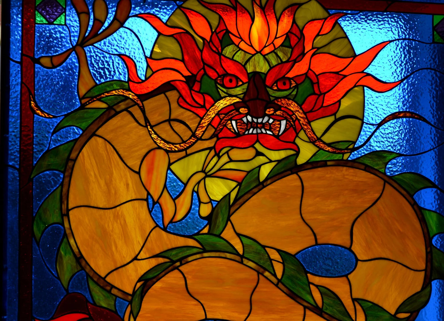 Chinese dragon Stained glass panel Tiffany method Stained-glass decor Glass art Custom stained glass Mother's day gift  Christmas gift