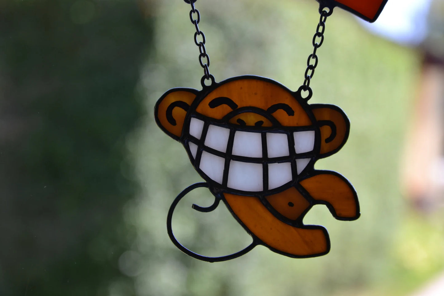 Funny monkey window hanging Stained glass suncatcher Window pendant Mother's day gift  Christmas gift