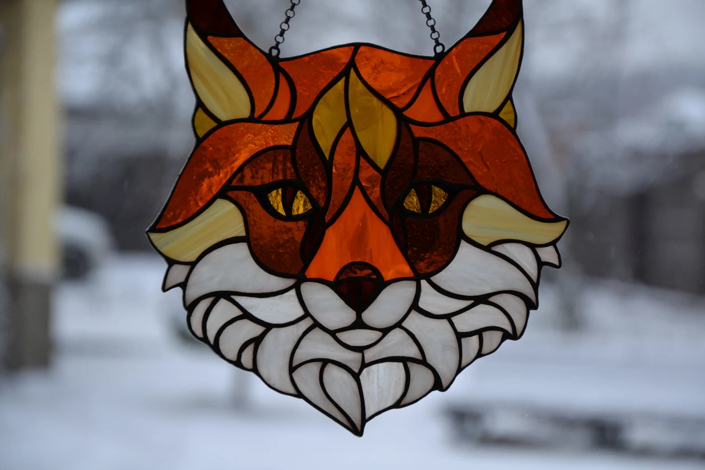 Stain glass suncatcher Fox Stained glass window hanging Glass animals Art decor Mother's day gift Wall decor Window pendant Christmas gift