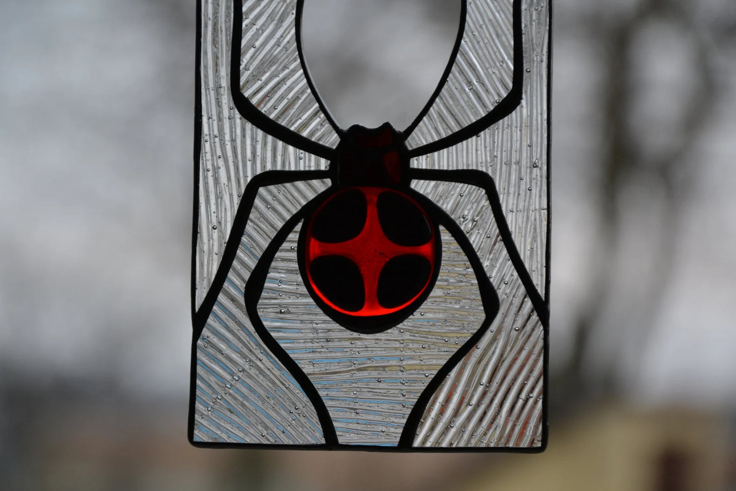 Stained glass window hanging Spider stain glass suncatcher Stained glass window hanger Fused glass Mother's day gift Garden decor Xmas gift